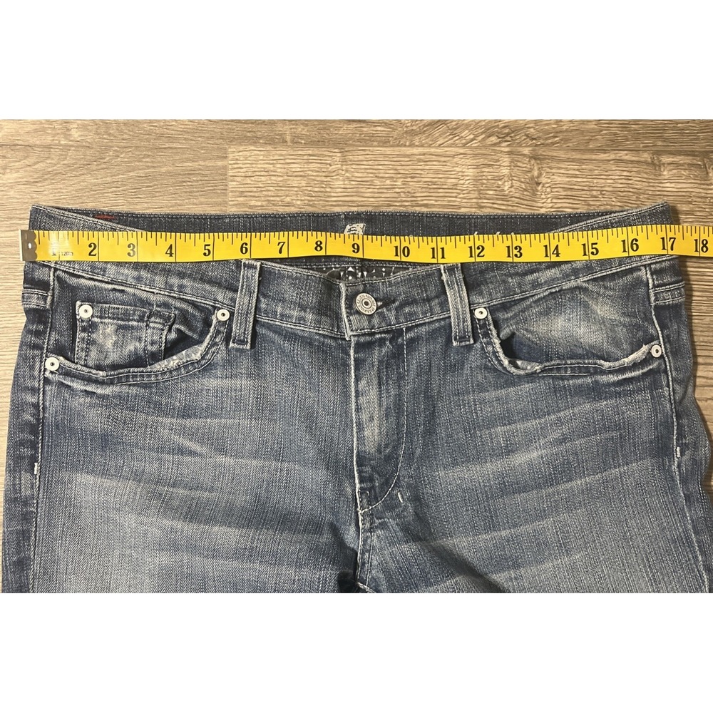 7 For All Mankind Vintage Crop Dojo Blue Jean Low Rise Medium Wash Sz 32 (34x20) - Picture 8 of 11